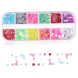 SEWACC Nail Glitter Sequins Colors of Loose Manicure Glitter for Gel Nails Crafting and Makeup Decorations for Projects
