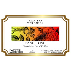 Panettone Colombian Decaf Coffee (Single Serve K-Cup Pods) (Gourmet, Naturally Flavored, Whole Coffee Beans) (12 pods, ZIN: 573900)