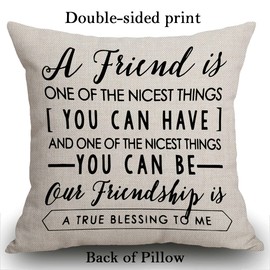 Smooffly Friendship Gifts Decorative Cushion Cover Friend Quotes Throw Pillow Case Home Decorative for Men/Women Living Room Bedroom Sofa Chair 18X18 Inch Pillowcase 45X45cm