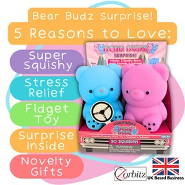 Squishy Bear Budz Surprise Fidget Toys Collection - Premium Squishy Toys for Squishing & Stretching - Collect Them All with Various Themes - Ideal Fidget Toy for Stress Relief & Focus