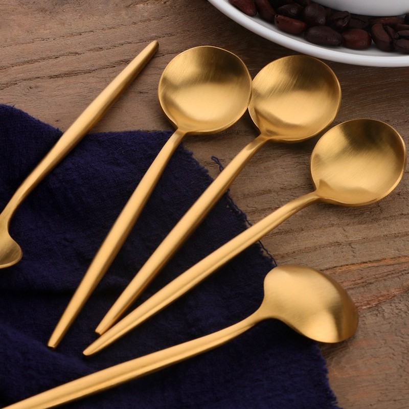 Bisda Portuguese Coffee Spoon Tea Spoon Set, Gold, 18-8 Stainless