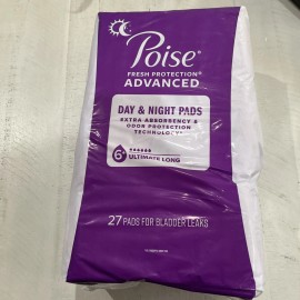 Poise Long Length Ultimate Supreme Incontinence 27 Pads 6 Drops
