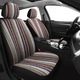 HAIYAOTIMES Baja Saddle Blanket Car Seat Covers Full Set with Seat Belt Pads, Washable Breathable Seat Covers for Cars, Universal Fit Interior Covers for Most Sedan Truck SUV, Airbag Compatible, Red