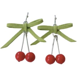 Red Cherry Sweet and Lovely Diy Handmade Earrings for Women Birthday Party Decor Accessories (Red)