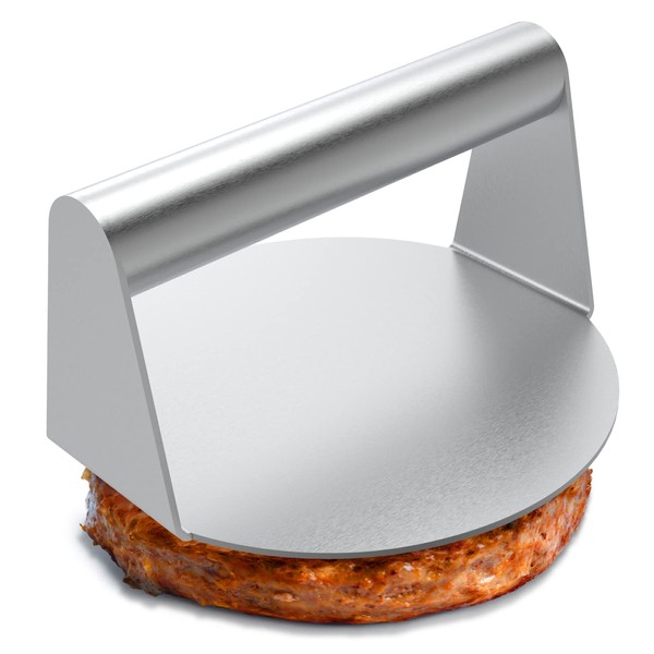 Ciyavola Stainless Steel Smash Burger Press, 5.5 inch Burger Smasher for Griddle, Non-Stick Smooth Hamburger Press Flat Bottom without Ridges, Bacon Press, Grill Press Perfect for Flat Top Griddle Grill Cooking