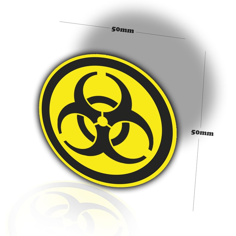 4 Pack Biohazard Warning Stickers - 50mm Vinyl Labels -