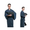 Aculldo Men's Yukata Kimono, Square Belt, 2-Piece Set, Striped Pattern,