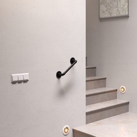 Pamo Handrail for stairs, 36-392 cm, black handrail made of sturdy pipes in industrial loft design, stair railing inside for wall mounting, handrails