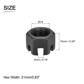 DTGN M14x1.5mm(DxP) Slotted Hex Castle Nuts - 5Pack - Good for Machinery Repairing - Carbon Steel Blackened Hexagon Nuts - Black