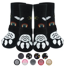 PUPTECK 2 Pairs Anti-Slip Dog Grip Socks for Hot/Cold Pavement, Traction Shoes for Senior Dogs Hardwood Floors Control, Boots with Grippers to Prevent Licking Paws Protectors Booties Outdoor