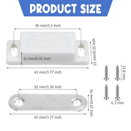 5 Packs Magnetic Door Catch Cabinet Sturdy White Door Magnetic Catch for Cabinet Closet Doors Strong Magnet Catches for Doors Wardrobe Drawers and Shutters