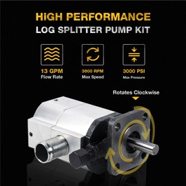 LCyindu Hydraulic Wood Splitter Pump 13 GPM, 2 Stage Log Splitter Pump,3000 PSI Hydraulic Gear Pump,3600 RPM Aluminum Hydraulic Motor for Gas Log Splitters,Hydraulic Power Units