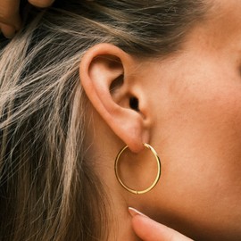 Mary & Jules Hoop Earrings, Gold, Made of Recycled Silver, Gold-Plated, 925 Sterling Silver, Women and Girls, Skin-Friendly, Sterling Silver
