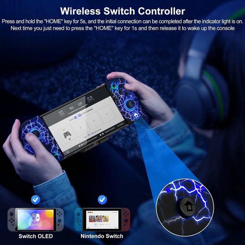 HASACOOL Wireless Switch Pro Controller for Switch/OLED-One Piece Hall Effect