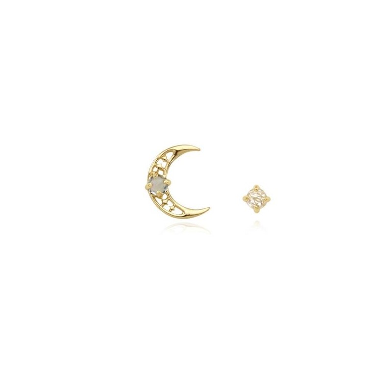 [Custom Made] Taurus Dear Moon Emerald Unbalanced Constellation Earrings OTE120614B