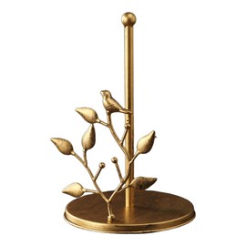 Rose Gold Paper Towel Holder Luxury Metal Kitchen Counter Decor Artistic Design Standing Tissue Dispenser for Table Dining Living Room Bar café 7x11 Inch (Gold Bird)