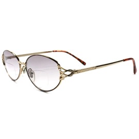 Vintage Fashion Womens Tinted Lens Oval Bifocal 1.00 Reading Sun Glasses