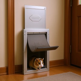 Aluminum Pet Door Small Animal Supplies With Lock Magnetic Flap Indoor UseDefault: Default