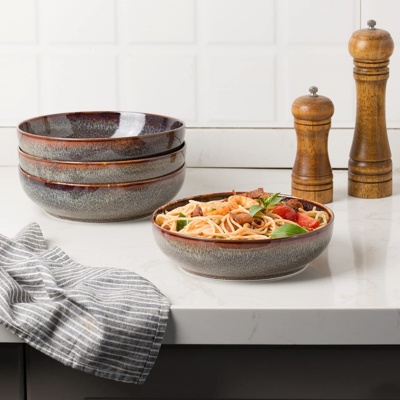 KYBSCZ 30oz Ceramic bowls set of 4-8" serving bowls for