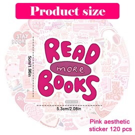 120pc Premium Book Lover's Sticker Pack,Kindle Stickers, Book Stickers,Quirky, Waterproof Designs, Perfect for Books, Journals, Water Bottles, Laptops - Durable, Cute, Pink Aesthetics