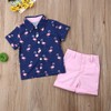 Baby Kids Boy Gentleman Suits, Flamingo Printed Button Down Shirt