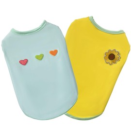 2PCS Flower Printed Summer Dog Shirts for Small Medium Pet t Shirt Girl Boy Clothes Soft Breathable