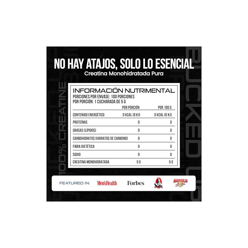 Bucked Up Creatina Monohidratada Pre Entreno Pre Workout 100 Creatina