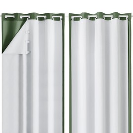 Aiyufeng 2 Panel 100% Blackout Curtains, 90 Inch, 50" W x 86" L, Greyish White, 2 Liners with 18 Rings