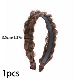 1Pcs Plait Hair Bandhair Elegant Head Hoop Braid Headband with a Clip at the Top, for Girls Women Accessorries Highlighted(Brown, One Size)