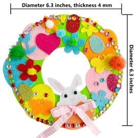 Jremreo 12 Sets DIY Easter Wreath Craft Kits, Foam Signs with Easter Egg, Bunny, and Chick Stickers, Pom-Poms, Googly Eyes, for Kids Classroom Home Activities, Gifts, and Easter Front Door Decor