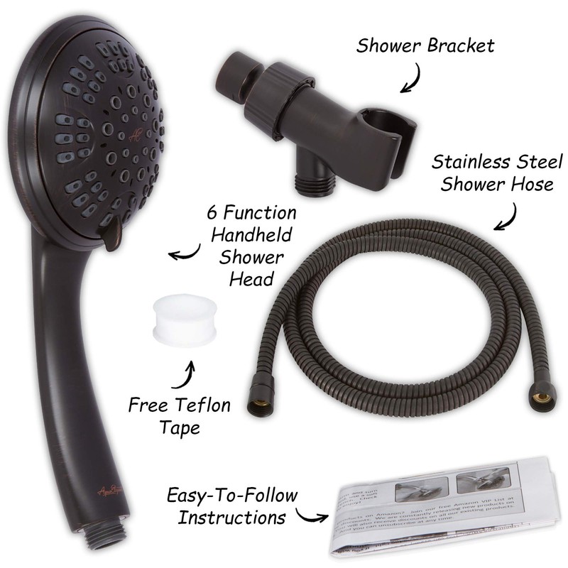 6 Function Handheld Shower Head Kit - High Pressure, Removable