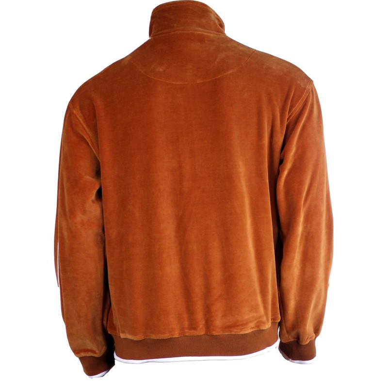 Sweatsedo Burnt Orange Mens Velour Tracksuit with White Piping (Medium)