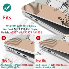May Chen Compatible with New MacBook Air 13 inch Case 2021, 2020 2019 2018 Release Model: M1 A2337 A2179 A1932, Plastic Hard Shell Case for MacBook Air 13 Retina Dispaly & Touch ID, Flowers and leaves