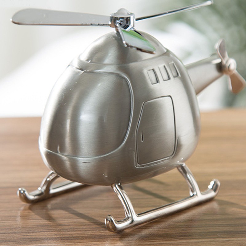 Helicopter Coin Bank Decorative Metal Money Saving Bank Coin Jar