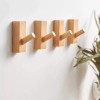 Homedo 4Pack Adhesive Wall Hooks Hat Rack, Wooden Coat Hooks