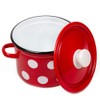 Stockpot Enameled Steel Pot Red White Polka-dot Enamelware Pot with