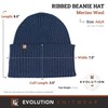Evolution Knitwear Wool Rib Knit Beanie Hat for Men or