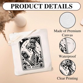 Joalpysm Book Tote Bag, Book Lovers Gifts, Canvas Book Bag for Women, Reusable Large Capacity Book Lover Bag, Fashion Gifts for Book Lovers Women Men