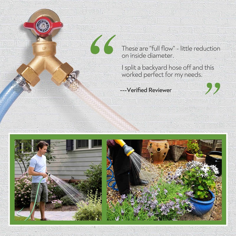 Litorange 1 PCS Lead-free Brass Body Backyard 2 Way Y