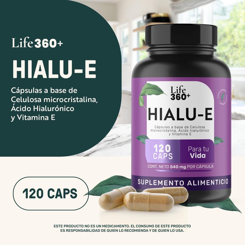 LIFE 360+ Hialu-E Ácido Hialurónico | 120 Cápsulas | Ácido