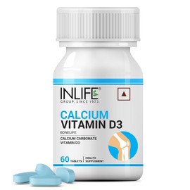  Calcium and Vitamin D3 Tablets for Men Women | Calcium Carbonate Supplement for Bone and Joint Support - 60 Tablets (Pack of 1, 60)