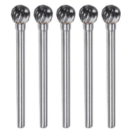 sourcing map 5pcs Carbide Rotary Burrs 1/8" (3mm) Shank 1/4" (6mm) Head Single Cut Ball D Shape Die Grinder Bits Rasp Files for Hard Metal Wood Stone Polishing Engraving