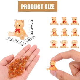 Lyreh 60pcs Mini Resin Teddy Bears, Small Glow in The Dark Bears Cute Tiny Teddy Bear Figurines Miniature Animals Figures Garden Doll House Car Graduation Season Theme Decoration Accessories