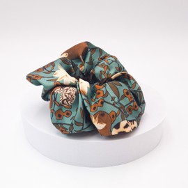 (2 types) Vintage flower pattern scrunchie green / (2종) 빈티지 꽃패턴 스크런치 그린