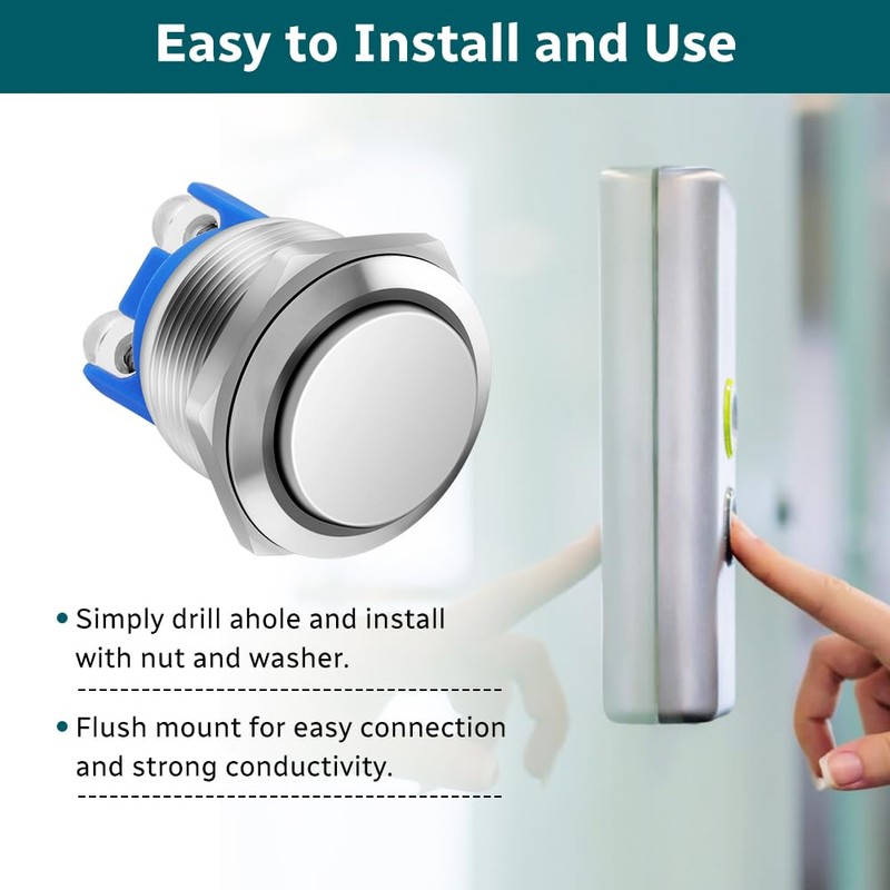 HOTUT 4 Pieces 16 mm Momentary Push Button Switch, Waterproof