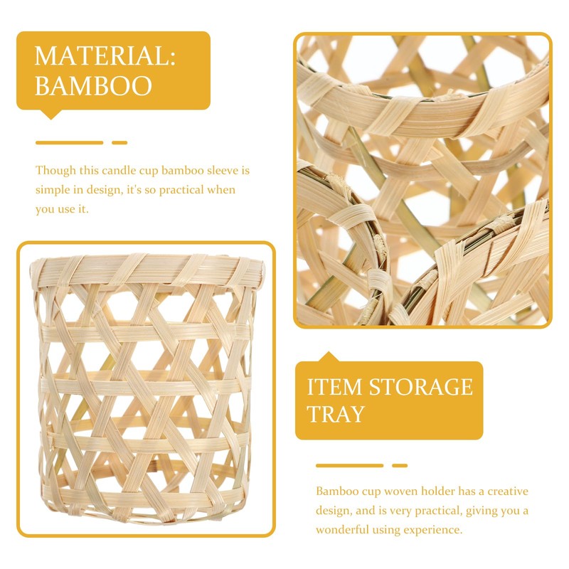 Luxshiny 4 Pcs Wicker Woven Tea Light Candle Holder Decorative