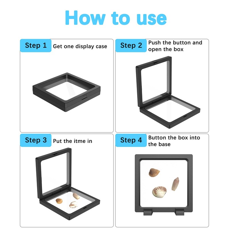 DEALSGOGO 2pcs Seashell holder, 3D Floating Seashell Display Box, Transparent