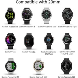 Silicone Bands Compatible with Garmin Vivoactive 5 / Vivoactive 3 Watch Band, Garmin Venu 2 Plus/Venu Sq/Venu Watch Band, Soft Strap for Garmin Vivomove Sport, Vivoactive 3 Music, Forerunner 645/245 Music Smart Watch(Small,Smoke Violet )