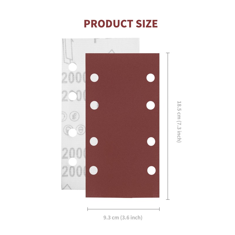 WeeGoo 80 Pieces Rectangular Sanding Sheets 1/3 Sheet Sandpaper for