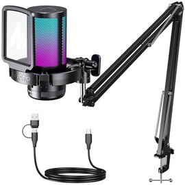 MAONO Gaming Microfono USB, RGB y Brazo micrófono PC Condensador DGM20S